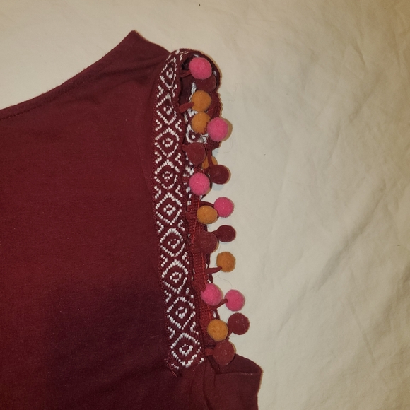 a new day Pom-Pom Trim Burgundy Top - Picture 6 of 6